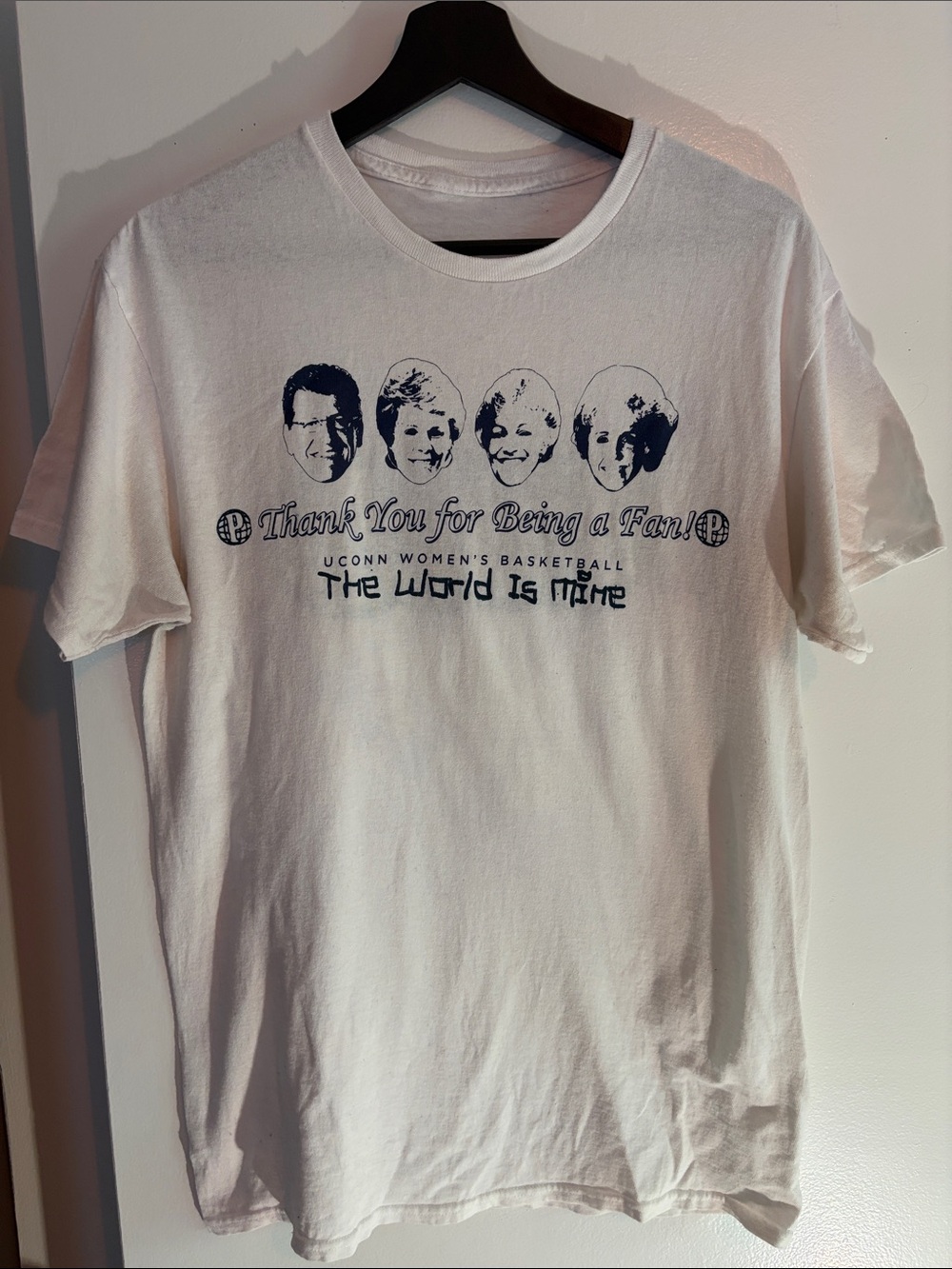 VINTAGE UConn Women's Basketball White  Geno Auriemma Golden Girls T‑Shirt